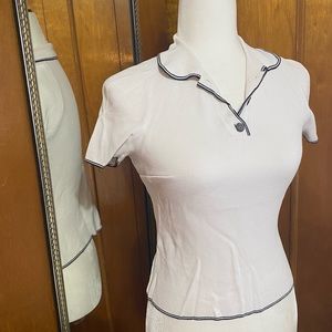 Dolce & Gabanna polo shirt with buttons and navy trim